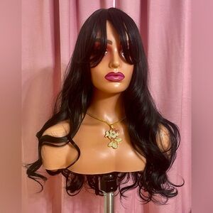 Long Layered, Curly Synthetic Wig w/ Bangs